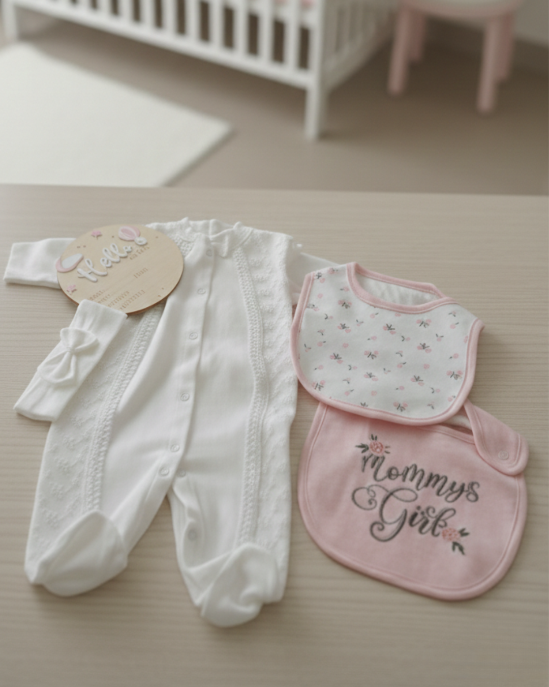 White/Pink Welcome Baby Set 0-3M