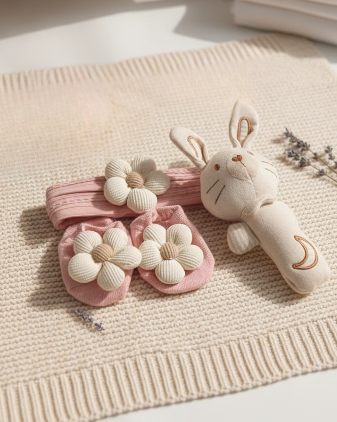 Sweet Petals Rose/Crème Gift Set 0-6M