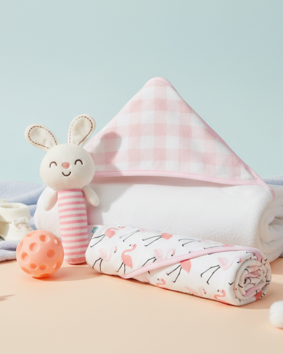 Flamingo Hooded Towel & Play Set