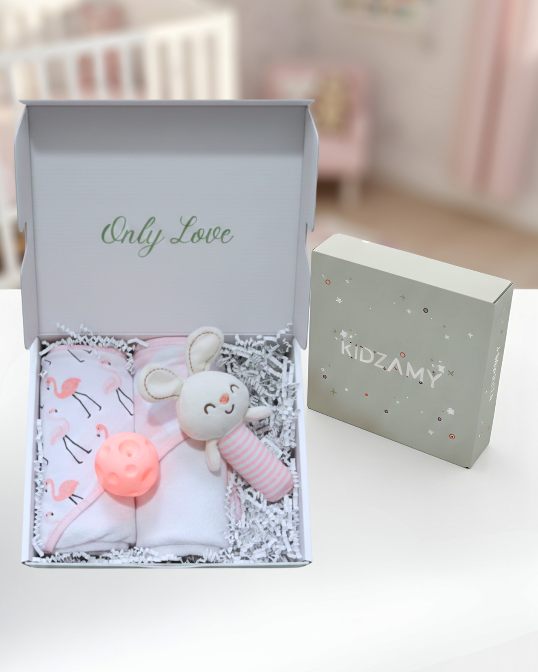 Flamingo Hooded Towel & Play Set