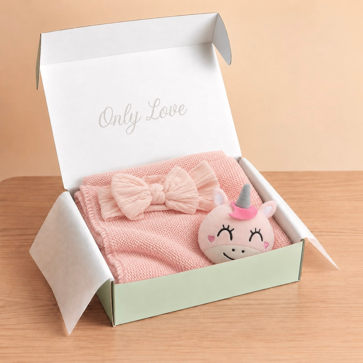 Soft Pink Knitted Blanket Set