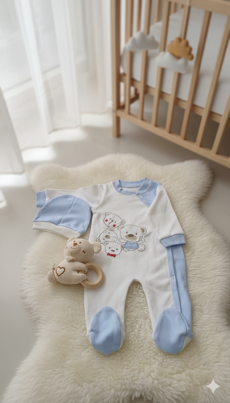 Teddy Bear Sleepsuit Set 0 to 3m