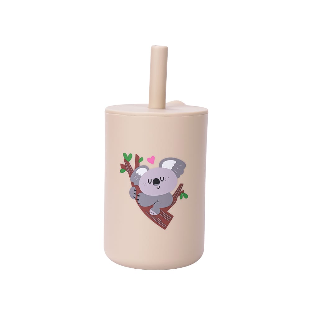 Silicone baby cup with straw