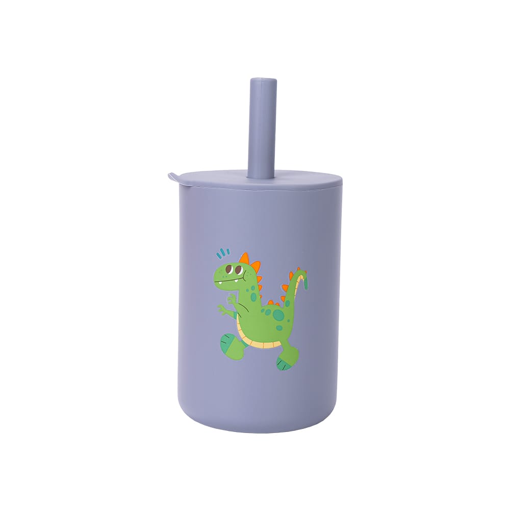 Silicone baby cup with straw