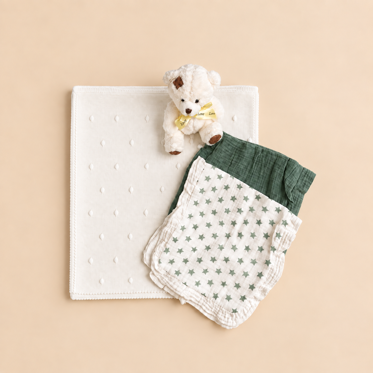 White Blanket & Cuddle Set