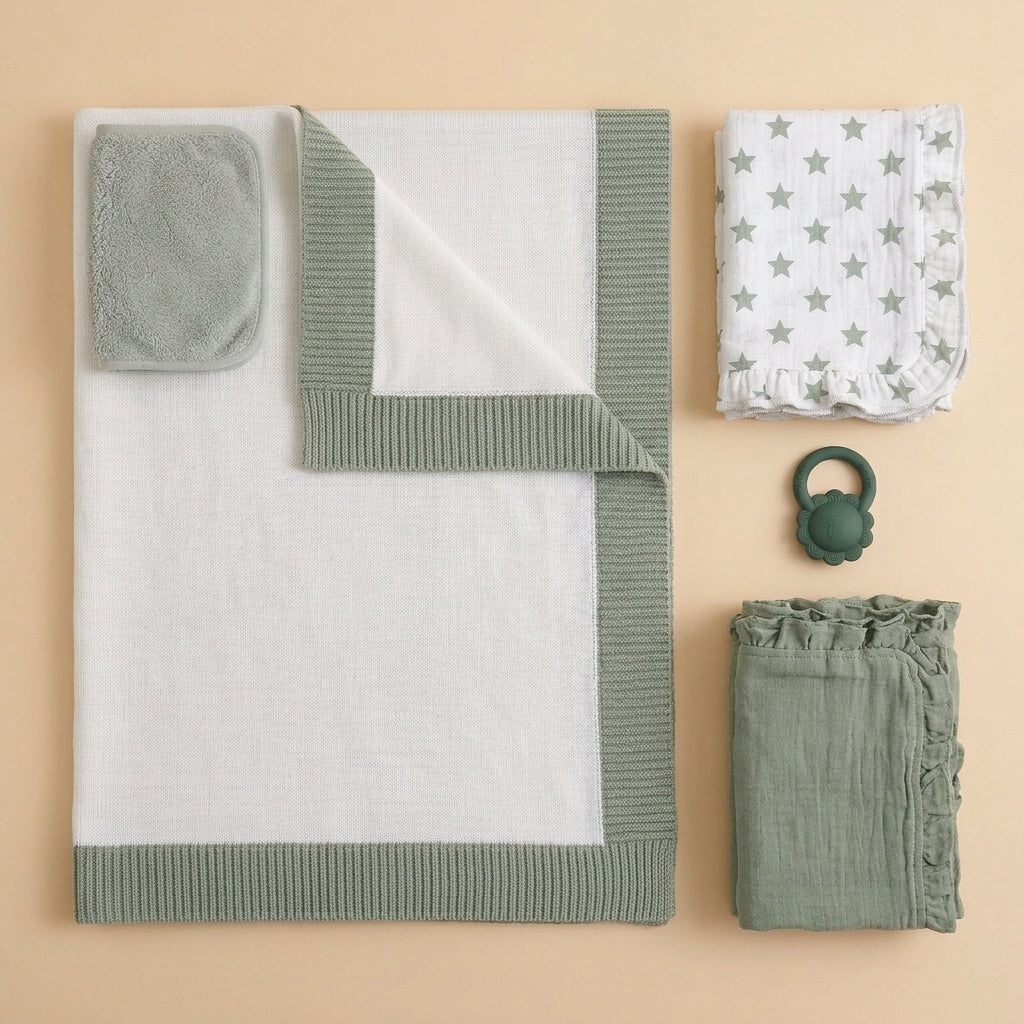Sage & White Newborn Gift Set