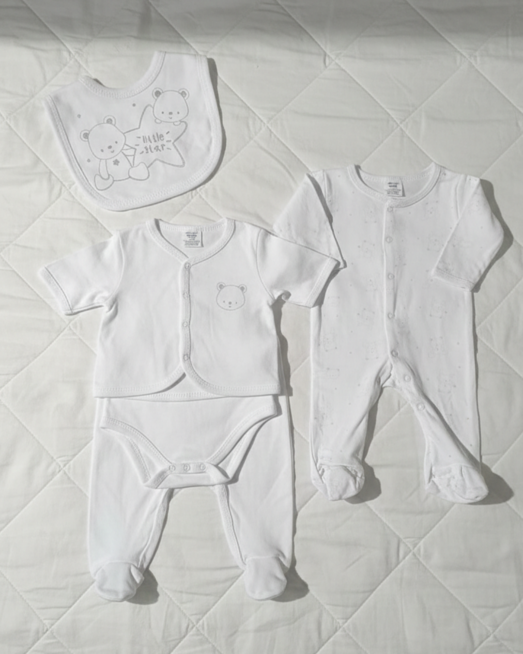 Little Star  5 Pieces Cotton Set  White  3m-6m