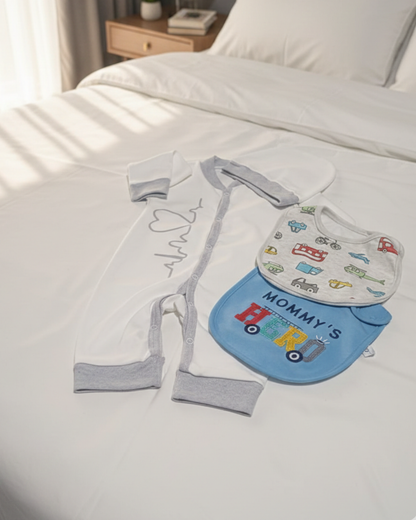 Heartbeat Grey &amp; White Romper Set  6m-9m