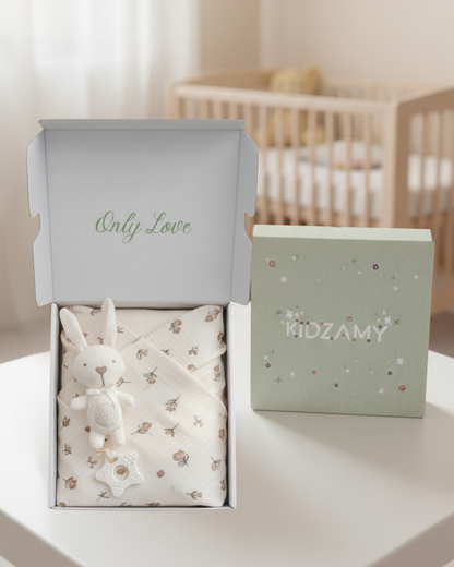 Floral Earthy Tone Muslin Swaddle &amp; Bell Pendant set