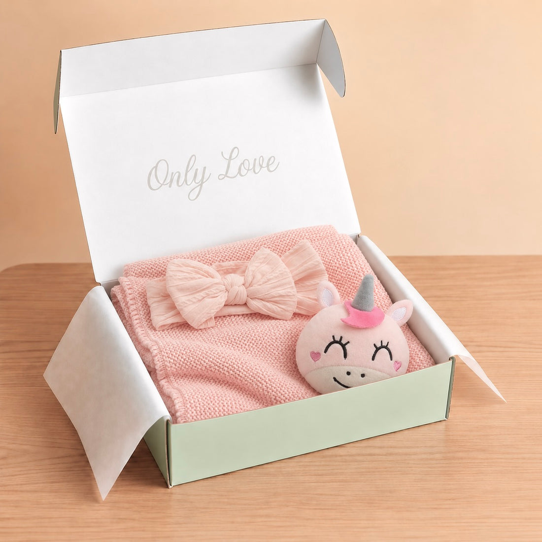 Soft Pink Knitted Blanket Set