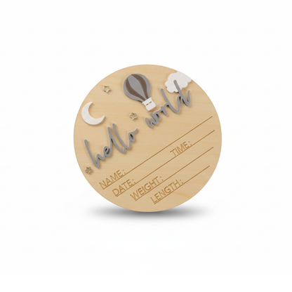 New Born Hello World Wooden Plaque