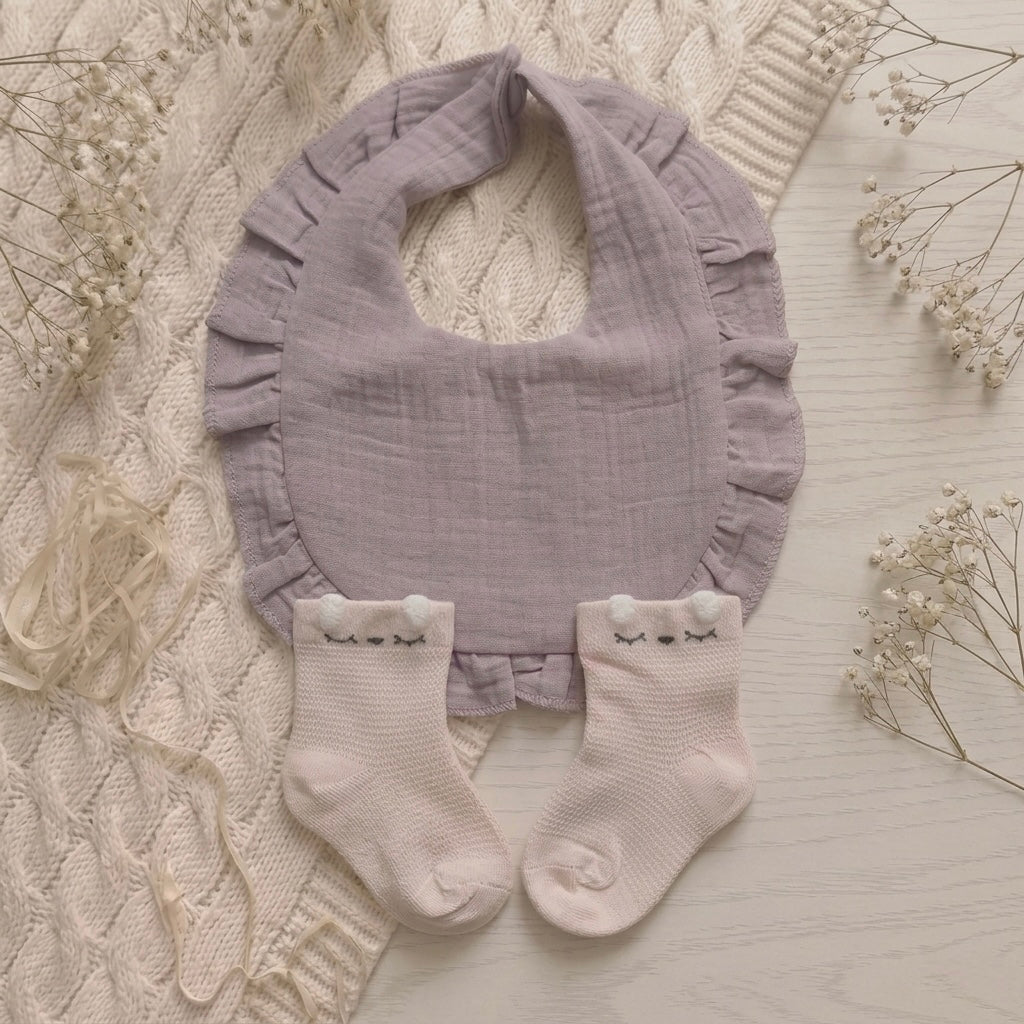 Purple Muslin Bib (Up to 6M)