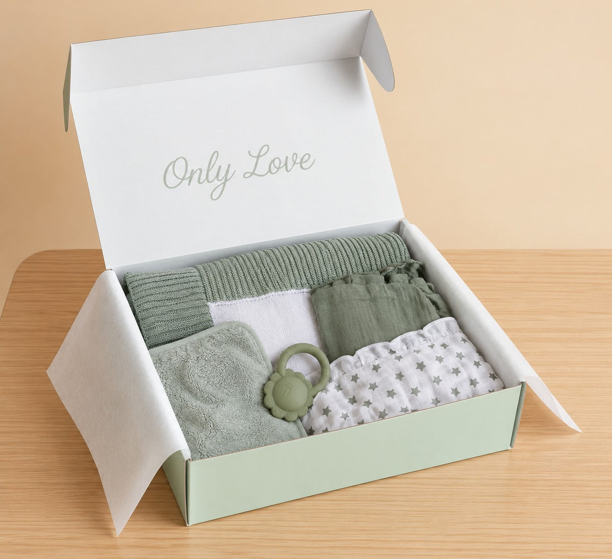 Sage &amp; White Newborn Gift Set