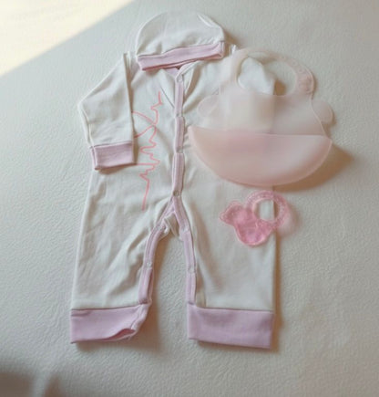 Heartbeat  Pink &amp; White Romper Set 6M – 9M